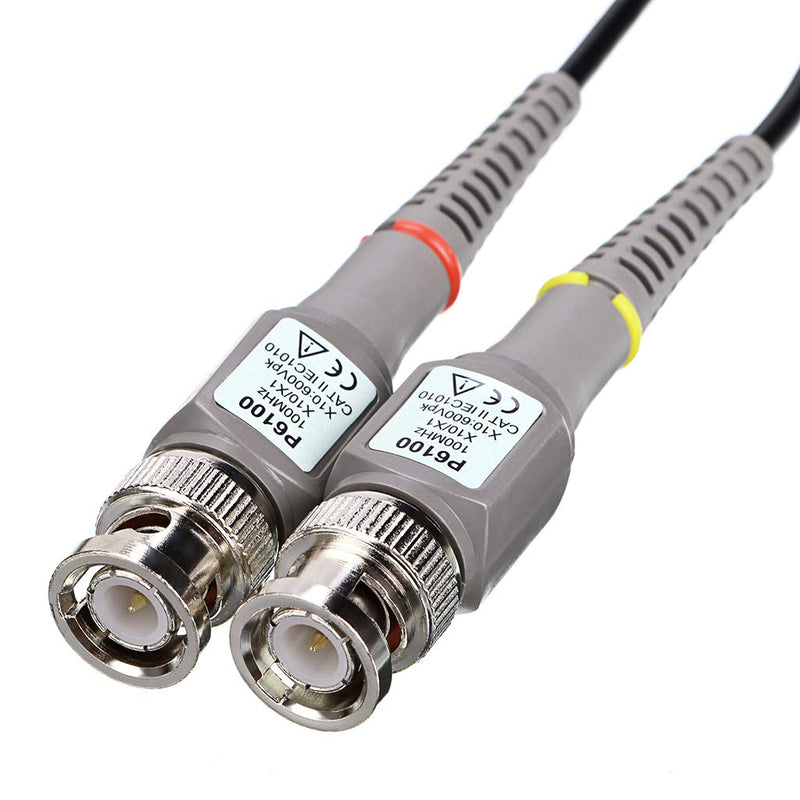 Sumnacon 2Pcs 100 MHz 600V DC High Sensitivity Oscilloscope Clip Probe 10:1 and 1:1 Switchable with Mini Alligator Clip and Ground Lead