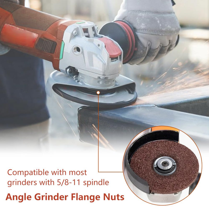 2Pcs Angle Grinder Flange Nuts with 5/8-11 Inch Thread, Quick Change Grinder Flange Locking Nut Metal Angle Grinder Nut for Replacement/Fixing Cutting Discs