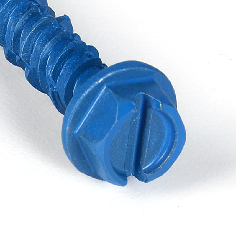 1/4 x 3-3/4 Inch 28Pcs Concrete Screws, Hex Head Screw Anchor with Drill Bit, for Masonry, Block, Brick, Cement, Stucco, Diamond Point 1/4x3-3/4 In Blue-Hex Head