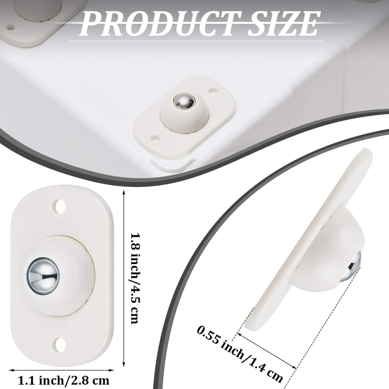 Honoson 8 Pcs Self Adhesive Caster Wheels Appliance Rollers Appliance Sliders for Kitchen 360° Swivel Universal Wheel Mini Small Kitchen (White with 1 Steel Ball Style) White