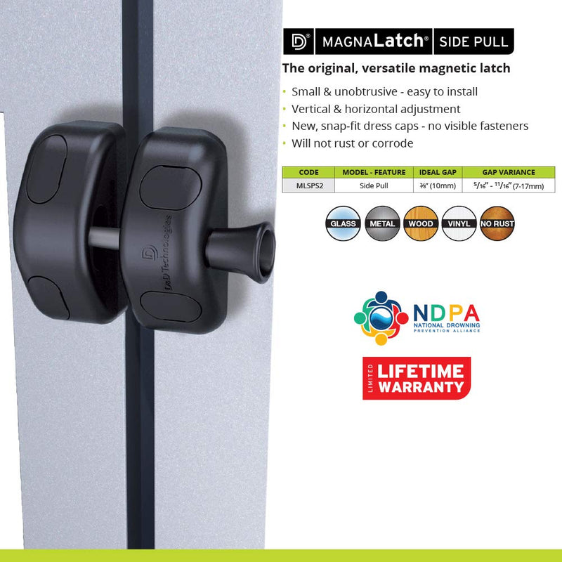 D&D Technologies MLSPS2S MagnaLatch Side Pull, General Purpose Magnetic Gate Latch, for Any Flat Surface
