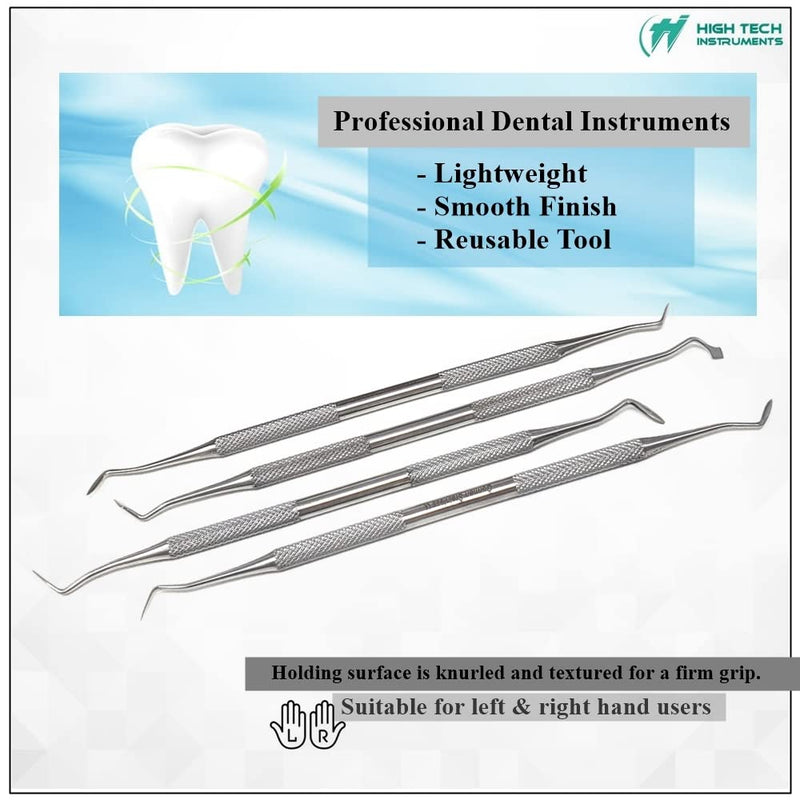 Dental Hollenback Wax Modelling Carvers Amalgam Double Ended Restorative 4 Pcs Instruments Set Made of Stainless Steel with Knurled Handles for Firm Grip by HTI 4 Pcs Hollenback Carvers