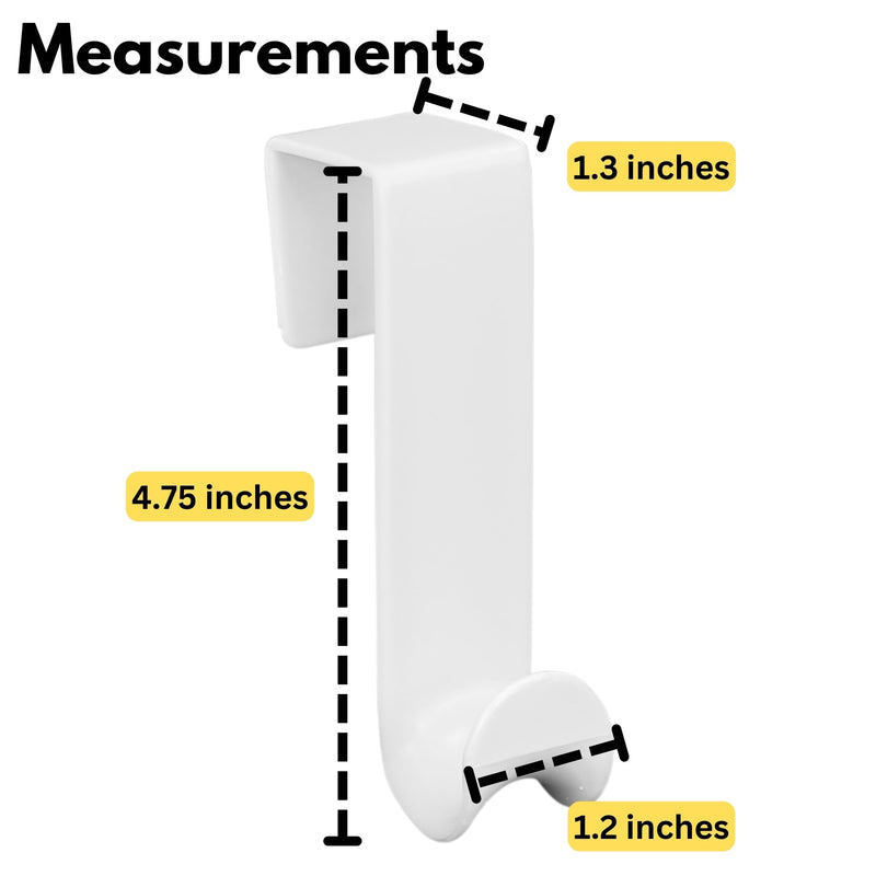 Iconikal Over-Door Plastic Valet Hook Set, White, 6-Pack for Coats Towels