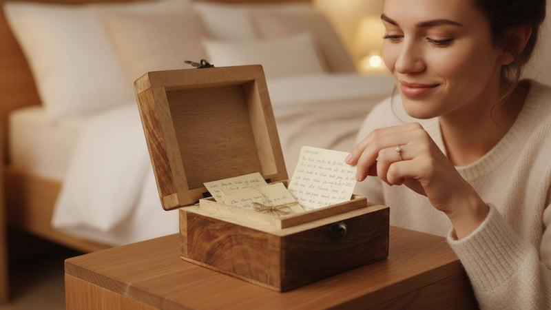 Birthday Gifts Handmade Decorative Wooden Jewelry Box With Lock & Key Jewelry Organizer Keepsake Box Treasure Chest Trinket Holder Watch Box Storage Box Housewarming Gifts (Blue Wash Finish) Blue Wash Finish
