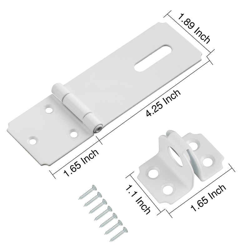 Alise Door Hasp Locks Latch,4 Inch SUS 304 Stainless Steel Packlock Clasp Hasp Lock Latch,Hinge Lock Padlock with Screws for Doors, White Finish 1 Pack 4 Inch