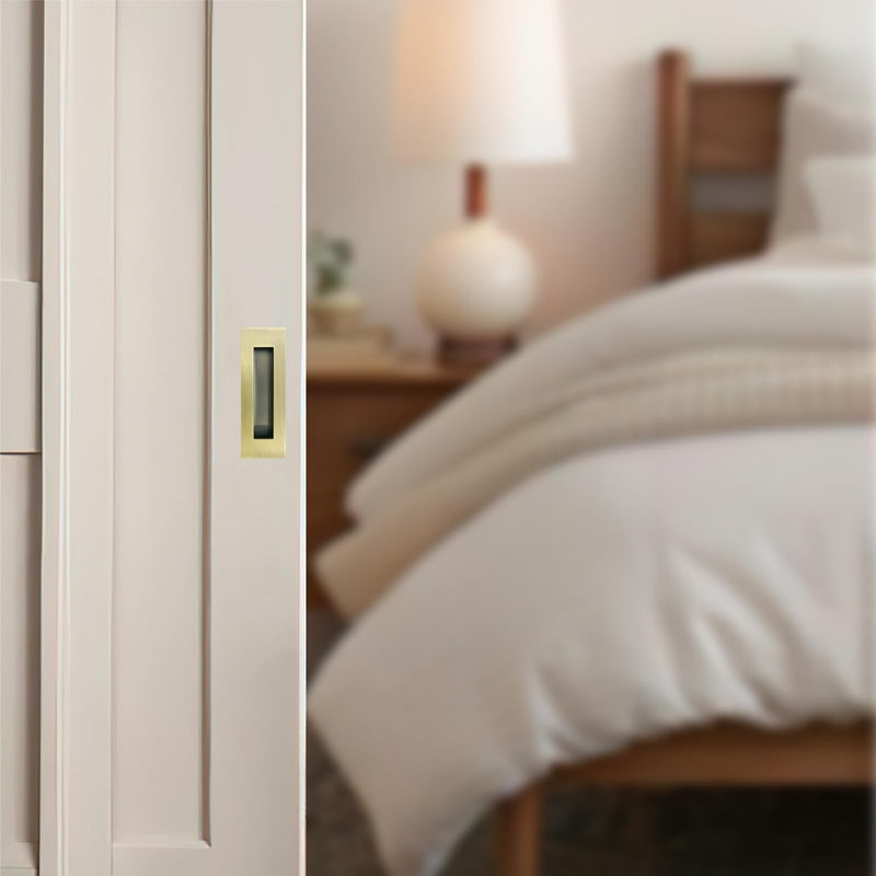 6Inch Recessed Finger Flush Pulls Handles for Pocket and Sliding Doors,Closet and Barn Doors Hardware Antique Brass 2Pack 6Inch Antique Brass-2Pack