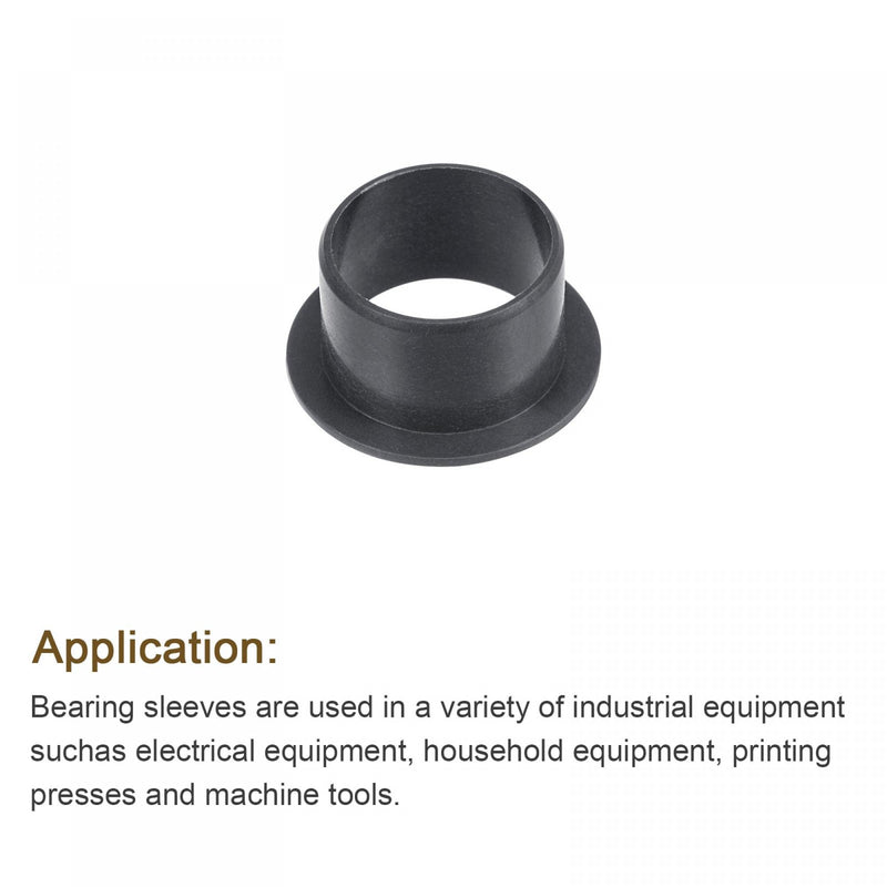 uxcell Flanged Sleeve Bearings 16mm Bore 18mm OD 12mm Length POM Wrapped Oilless Bushings Black 2pcs 16x18x12mm