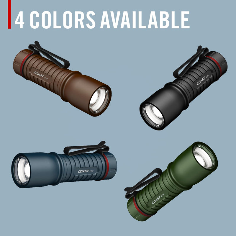 Coast XT7R 1500 Lumen Rechargeable LED Flashlight with Magnetic Mount, Slide Focus, and Pocket Clip, Black