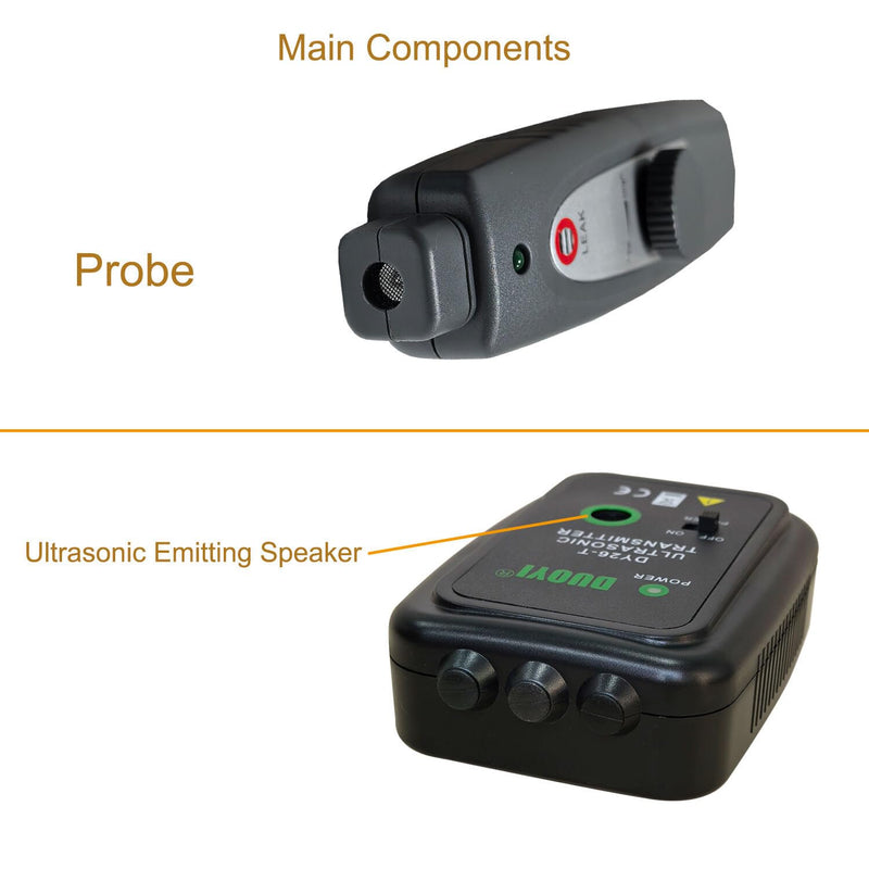 Professional Ultrasonic Leak Detector Kit for Industrial Use/Automotive | 38-42kHz Frequency Range Detection with Sound & Light Alerts | Air, Gas & Vacuum Leaks in Pipes, Tanks, Cars Finder