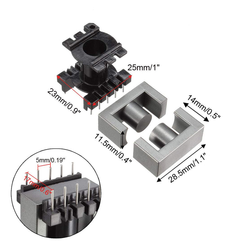 uxcell 4 Sets EC28 5 with 5pin Transformer Bobbin PC40 Ferrite Core Vertical 8 Ferrite Halves and 4 Bobbin