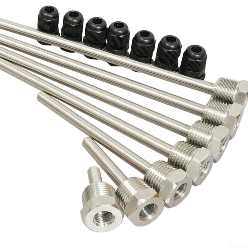 Water Heater Temperature Probe, BSP(G) Type 1/2" DN15 NPT Thermowell Weldless, Inlet Accepts 1/2 Inch Male Pipe Thread, 30Mm 100Mm 150Mm 200Mm Boiler Temperature Sensor (30mm)