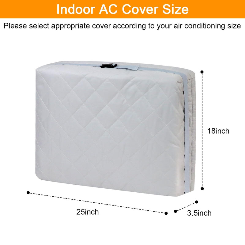 Demao Indoor Air Conditioner Cover, Cotton Filled Grey Window AC Cover - Indoor Use Only, Premium Dust Protection with Double Layer Fabric-25 "× 18" × 3.5 ",Washable with Water for Repeated Use. 25"W×18"H×3.5"D