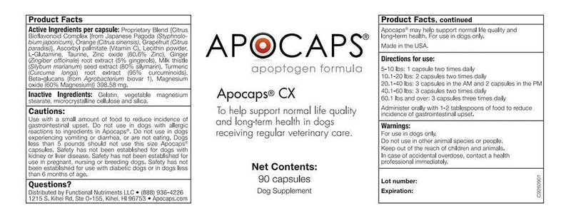 Apocaps CX Apoptogen Formula for Dogs , 90 Count (Pack of 1) - PawsPlanet Australia