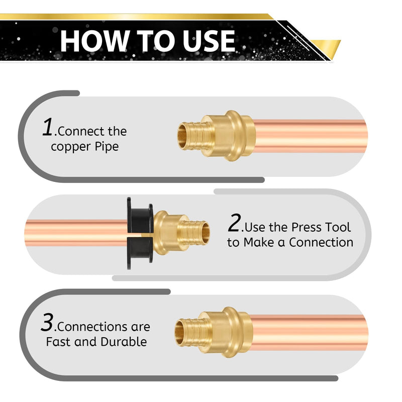 10 Pack FOSKAN Copper Press Coupling Adapter, 3/4" Press x 3/4" PEX 10 3/4"press x 3/4"pex