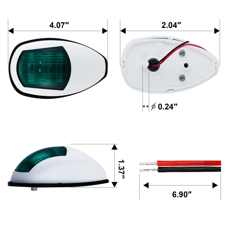 Marine Navigation Lights Bow Lights for Boats Led,USCG 2NM Waterproof Red And Green Boat Running Lights for Pontoon,Skiff,Yacht,Jon Boat White Plastic
