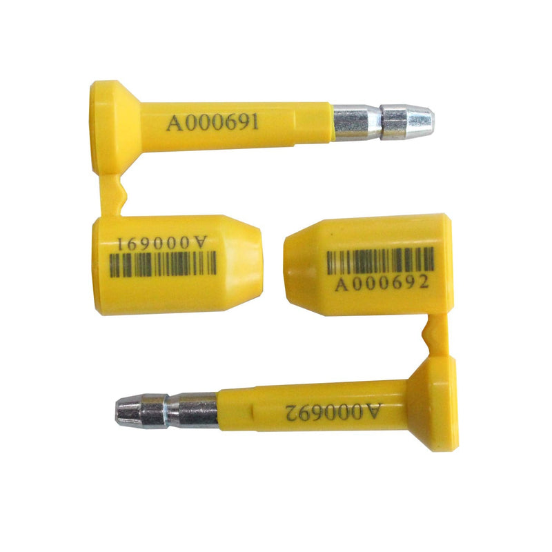 ISO 17712 and C-TPAT Certified High Security Bolt Seals for Cargo Containers, Trucks, Railways, Wagons, and Trailers (10-Pack, Yellow, Unique Barcode, Model HSS-007) 10
