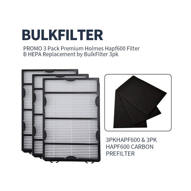 3PCS HAPF600 Air Filter and Pre Filter Replacement for Holmes Air Purifier HAP615 HAP625 HAP650 HAP725 HAP750 HAP1625 HAP1650 HAP1750, for GE 106633 106643 106653 106569 106853