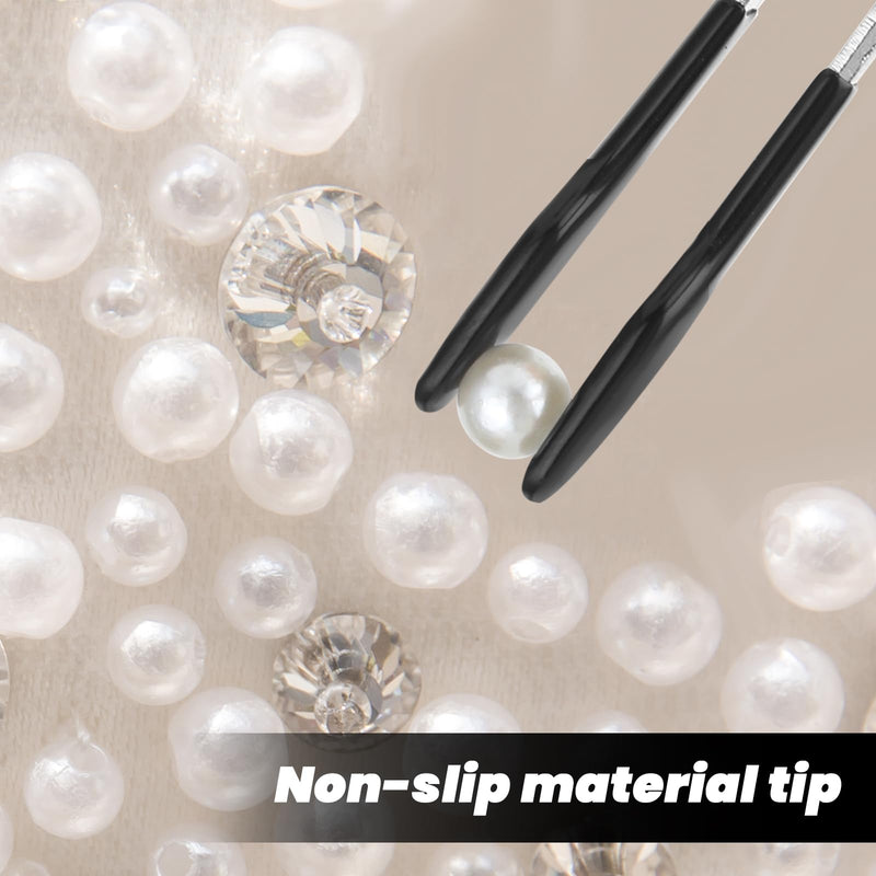 2 PCS PVC Coated Flat Tipped Tweezers, Non Marring Flat Tip Tweezers Stainless Steel Pincettes Non-Slip Forceps for Stamps Coins Crafts Beads Jewelry Making Tweezer Tools