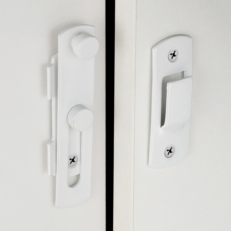 2 Packs Barn Door Latches，3.93” x 2.75” White Stainless Steel barn gate flip Door Latch Bi-fold Door Lock,Sliding Door Antique Lock Gate Latches Wine Cabinet Closet Door Latches，White Finish