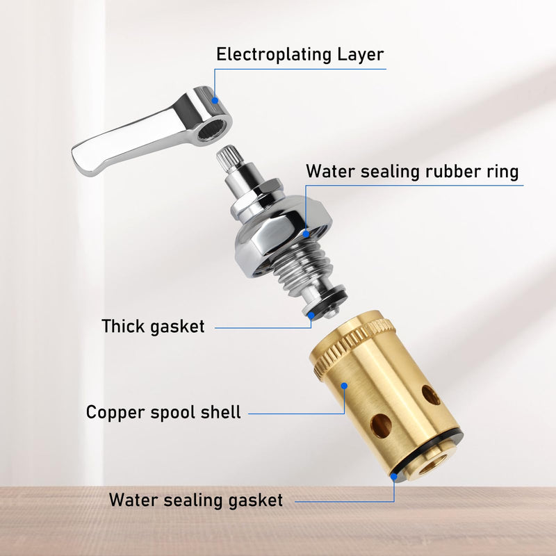 Handle Stem Assembly Hot & Cold Fits for T&S Brass Faucets Replace 002713-40 002714-40, Spindle Assembly Cartridge Faucet Valve Replacement Part