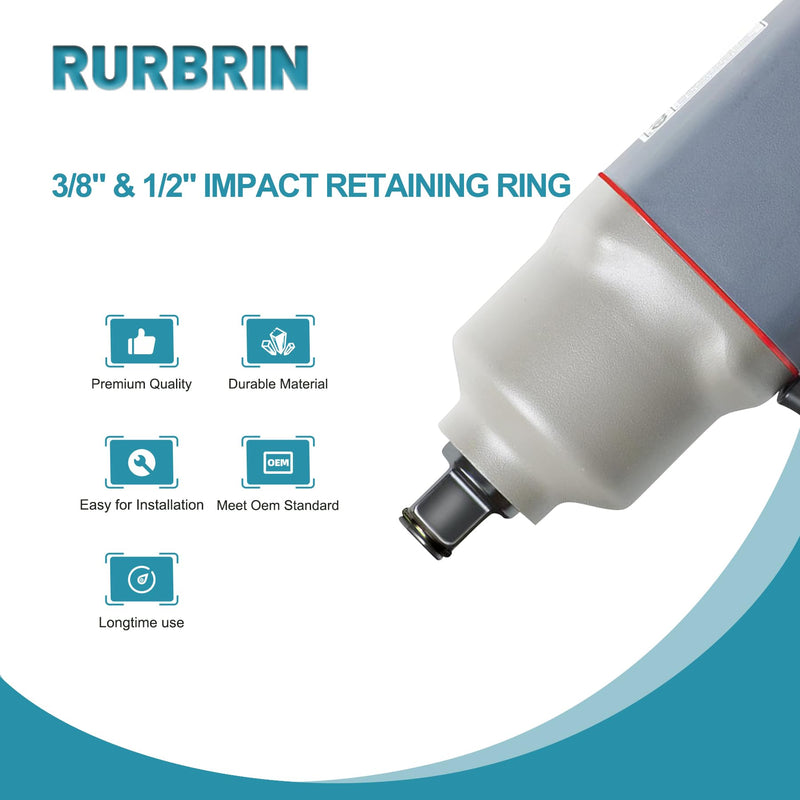 10 Sets of 1/2 inch & 3/8 inch Impact Wrench Retainer Rings with O-ring, Compatible With Electric Wrench/Pneumatic Wrench