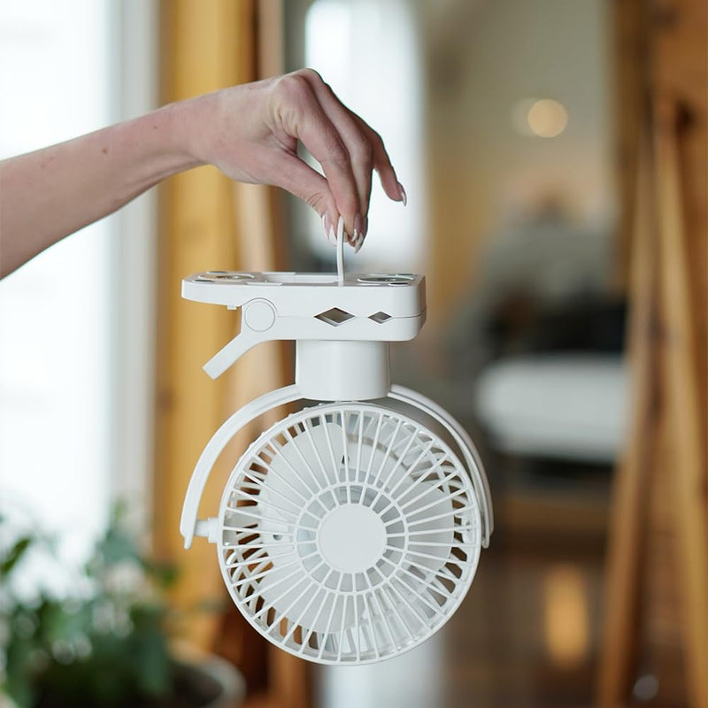 Limitless Breezie Portable Fan with LED Light & 8,000mAh Power Bank (White) White