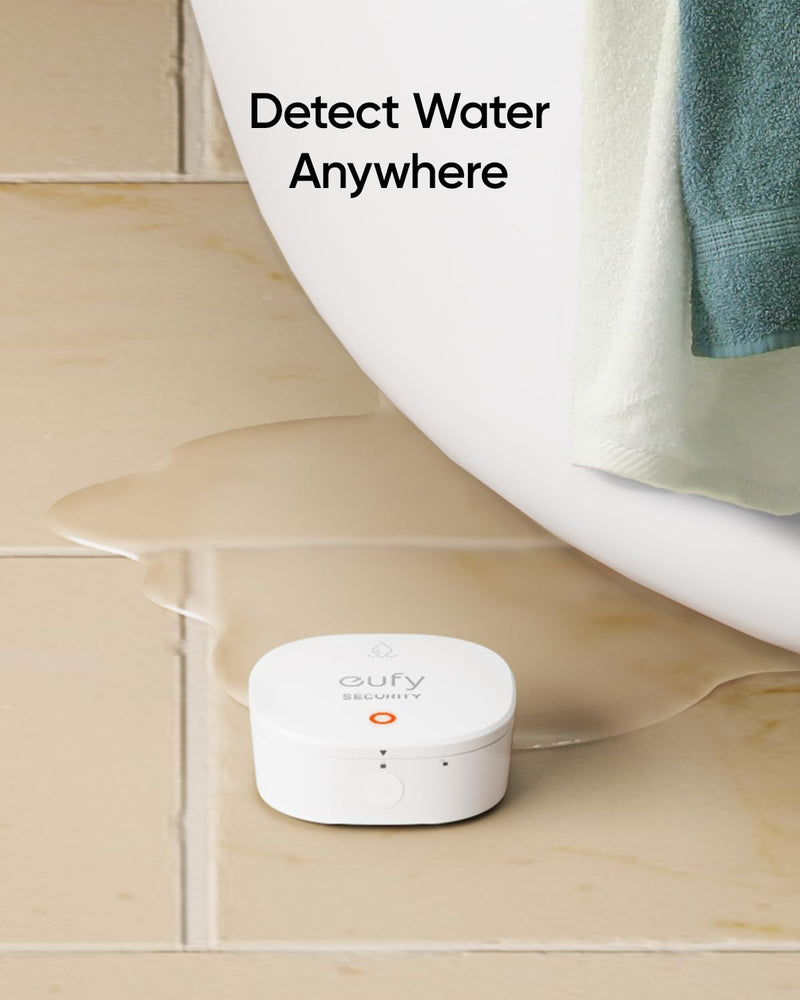 eufy Security Water and Freeze Sensor with Remote Alerts, IP65 Waterproof, 2-Year Battery Life, HomeBase Required, Compatible with HomeBase 2 and 3, Optional 24/7 Protection Service, App Control White