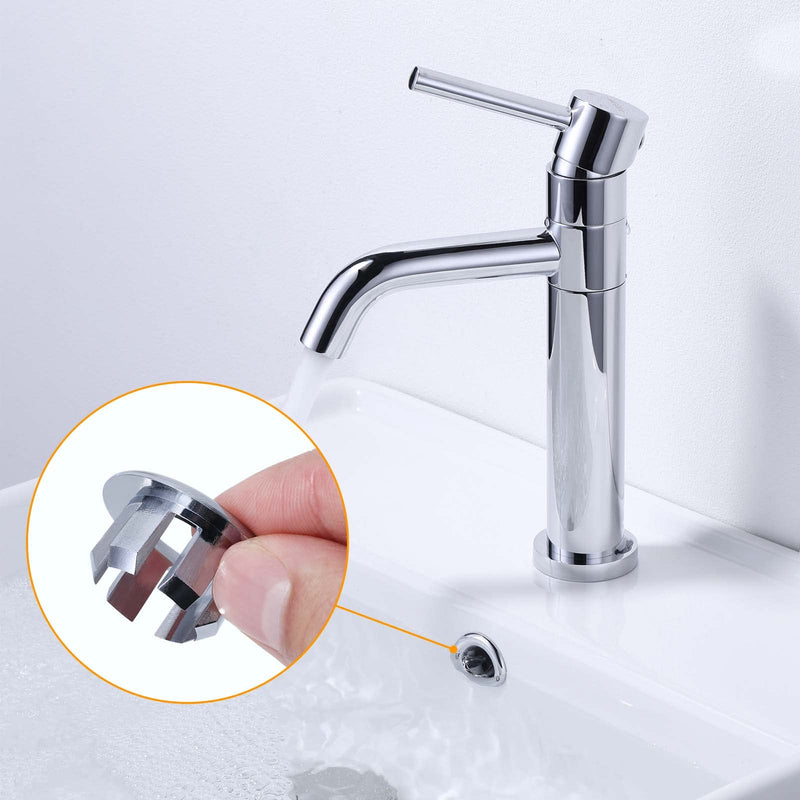 2 Pack Sink Overflow Ring, ARCORA Bathroom Kitchen Sink Basin Trim Overflow Cover Hole Insert Cap Chrome Chrome-2 Pack