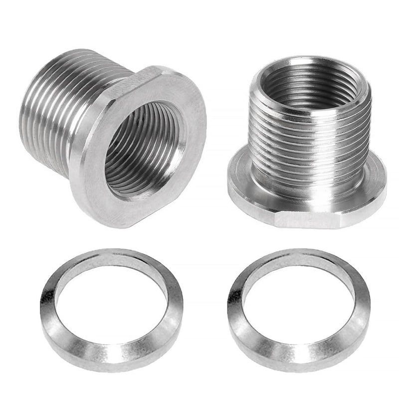 1/2x28 to 5/8x24 Thread Adapter with Crush Washer Stainless Steel (Stainless steel-2pcs)