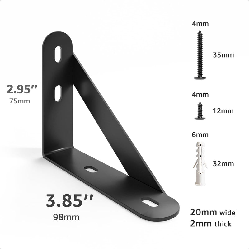 4x3 Shelf Brackets 6-Pack, Shelf Support Shelf Holder Steel Wall Mount Heavy Duty Small L Shape Triangle 90 Degree Metal Black with Screws Anchors Soporte de Estante 4"x3" (6 PACK)