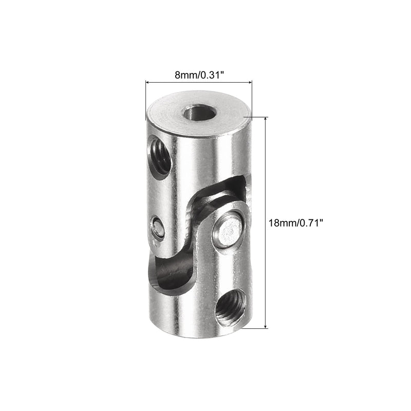 MECCANIXITY 2mm to 2mm Inner Dia Rotatable Universal Joint Shaft Coupling Motor Shaft Coupler L18 x D8 with Screws and Wrench for RC Model Pack of 3