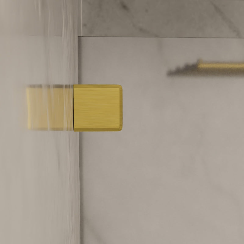Brixwell Fixed Panel Beveled Clamp with Small Leg - Satin Brass Finish, 2" Height, for 3/8" to 1/2" Glass Thickness, Ideal for Shower Doors & Glass Shelves
