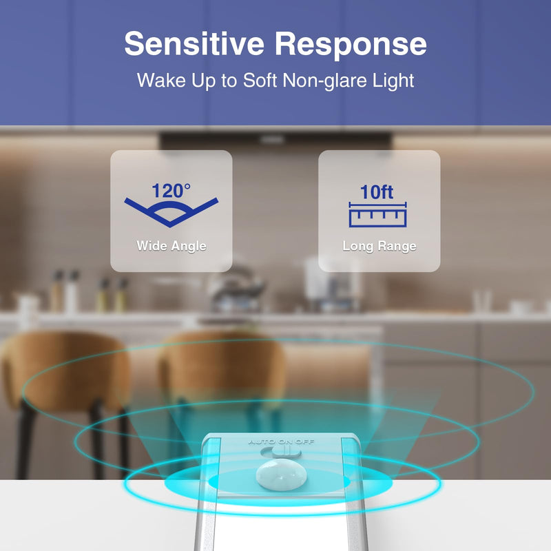 Onforu Under Cabinet Lighting, 34 LED Rechargeable Battery Operated Motion Sensor Closet Lights, Dimmable & 3 Color Temperature, Magnetic Wireless Under Cabinet Lights for Kitchen, Counter, 2 Pack 8inch