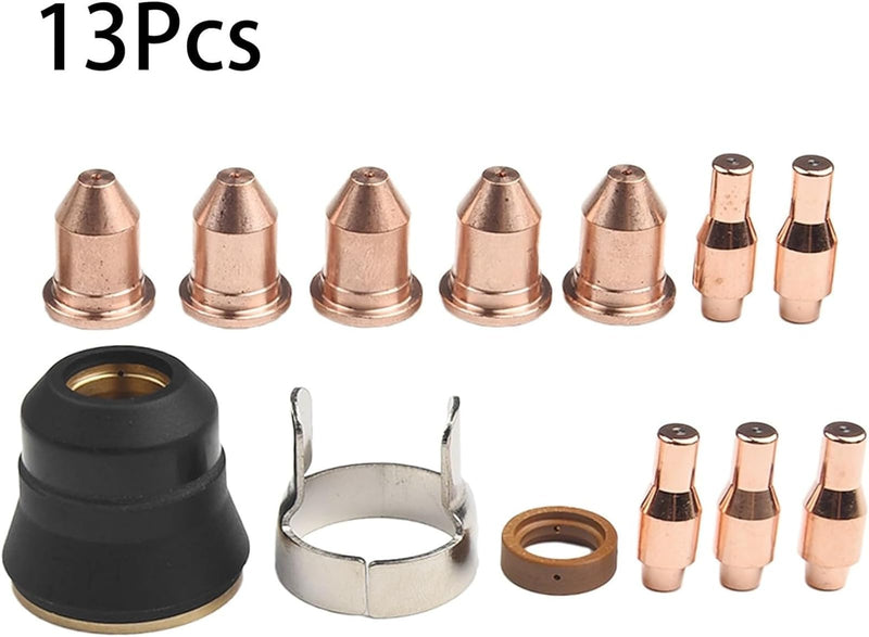 13Pcs Plasma Cutting Consumables Kit fit for Harbor Freight Titanium 45A Plasma Cutter, Nozzles and Electrodes 56811 Electrode 56576 Tip 56255,1279349948