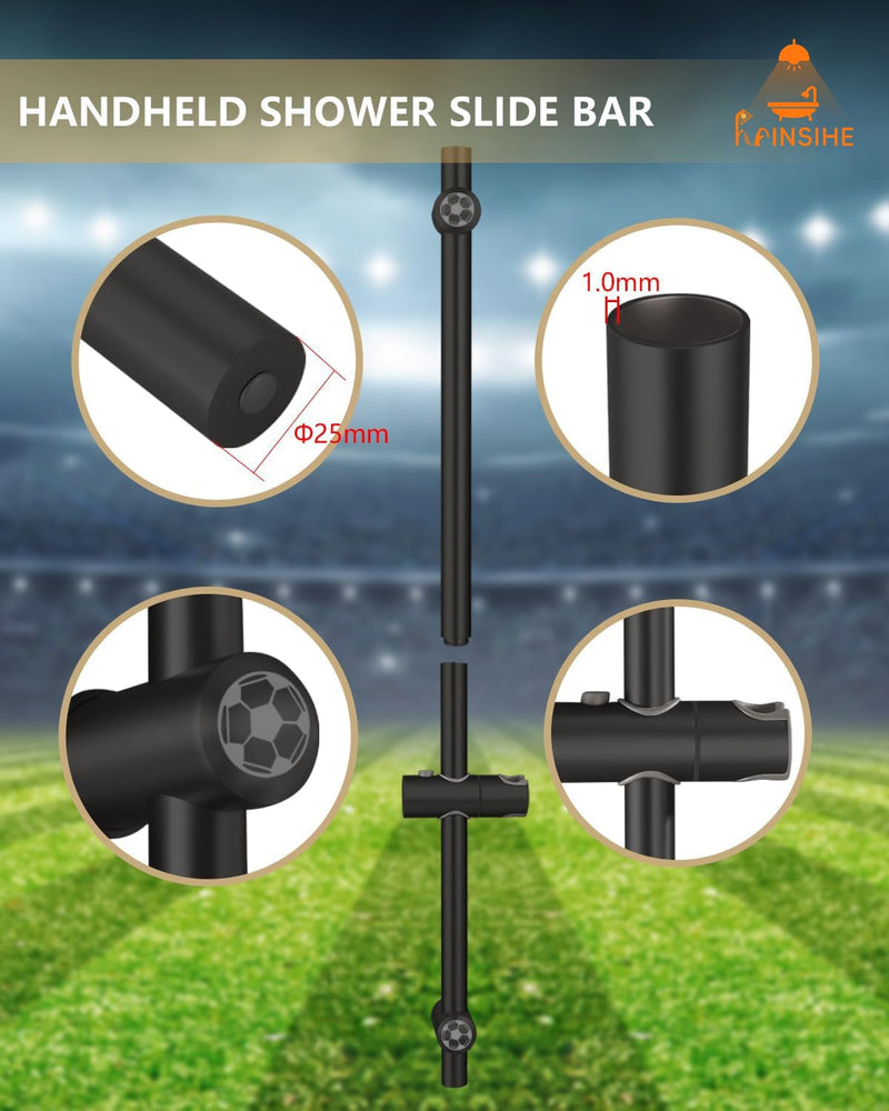 Shower Slide Bar Stainless Steel 32-Inch, Slide Bar Installation Distance 20-28 Inch with Plastic Adjustable Handheld Shower Head Holder for Bathroom Screw Wall Mount Matte Black