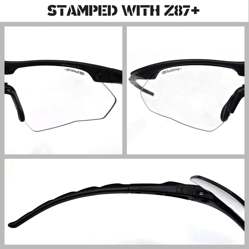HTS HUNTERSKY S53 anti fog Tactical Shooting Range Safety Glasses Ballistic eye protection Hunting Airsoft Riding Pickleball S53 Black-clear / Black-smoke