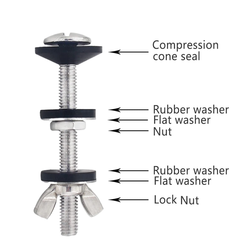 4 PCS Toilet Tank to Bowl Bolts Repair Kit, 5/16 * 3.15 inch High Quality 304 Stainless Steel Heavy Duty Rustproof Toilet Tank Bolts 4 PCS Stainless Steel Bolts Kit