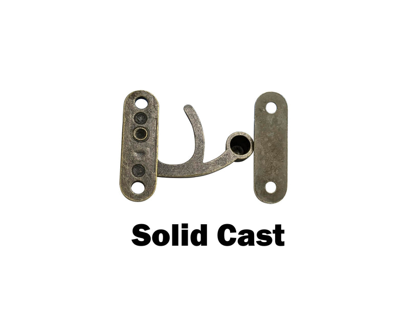 QCAA Zinc Die Cast Hook HASP Latch, Vintage Style, Right Latch Lock, 39mm x 46mm (1.53" x 1.81"), Antique Copper, Made in Taiwan, 2 Pack Antique Copper(1.53")