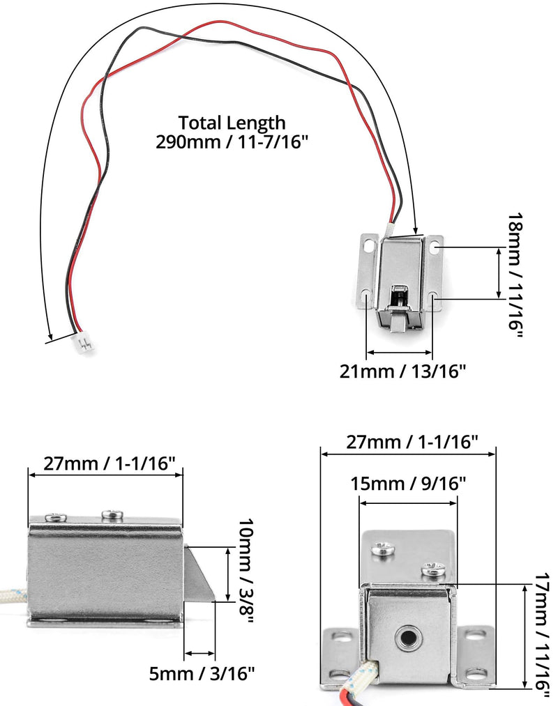 QWORK Electromagnetic Solenoid Lock, 8 Pcs Mini Door Drawer Tongue Down DC 12V Slim Design Assembly for Cabinet Door Drawer Safety Lock