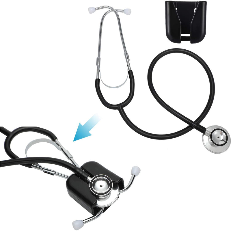 Black Stethoscope Holder Waist Belt Stethoscope Clip Lightweight Stethoscope Holster Plastic Stethoscope Tube Holder, Fits Most Stethoscopes (2) 2
