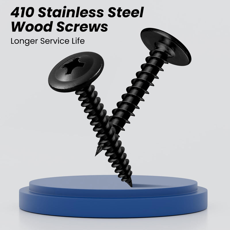 #8 x 2 Inch Wood Screws Phillips Modified Truss Head Stainelss Steel 410 Self Tapping Metal Screws,Black Zinc Plated(0.5Ib,50Pcs) 8 x 2" 0.5lb Box