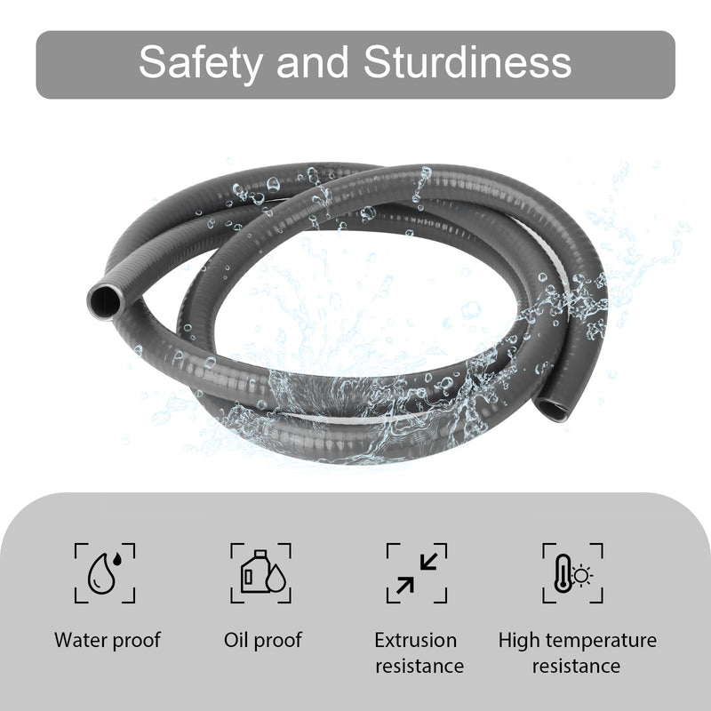 Electrical Conduit Kit 1/2'' 4FT Grey Electrical AC Whip Kit, Liquid-Tight Flexible Electrical Conduit with 90 Degree and Straight Connector Fittings 1/2inch 4ft
