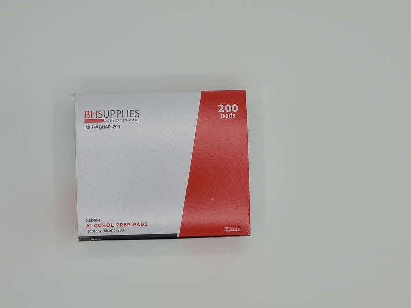 BH Supplies Alcohol Prep Pad Sterile, Medium 2-Ply, 200 Count - Saturated with 70% Alcohol