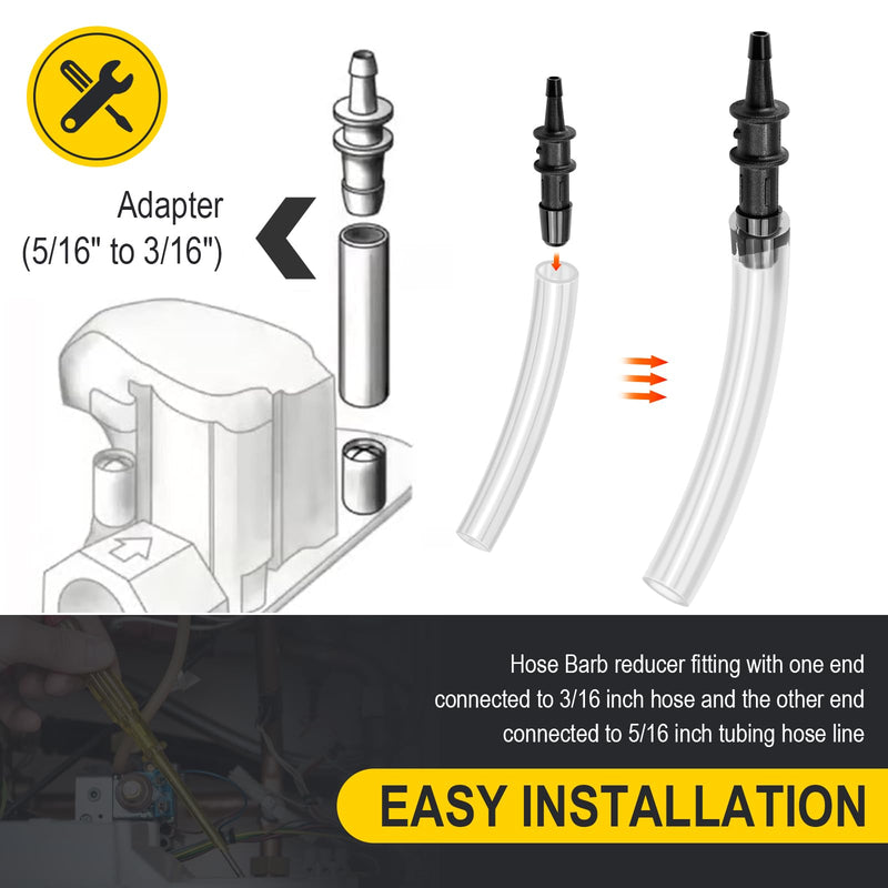 RMA316 Manometer Tube Adapter, Pressure Tube Adapter, Manometer Fittings Adapter, 3/16" to 5/16, Fit Inlet and Outlet Valves of Gas Appliances, 2 Pack