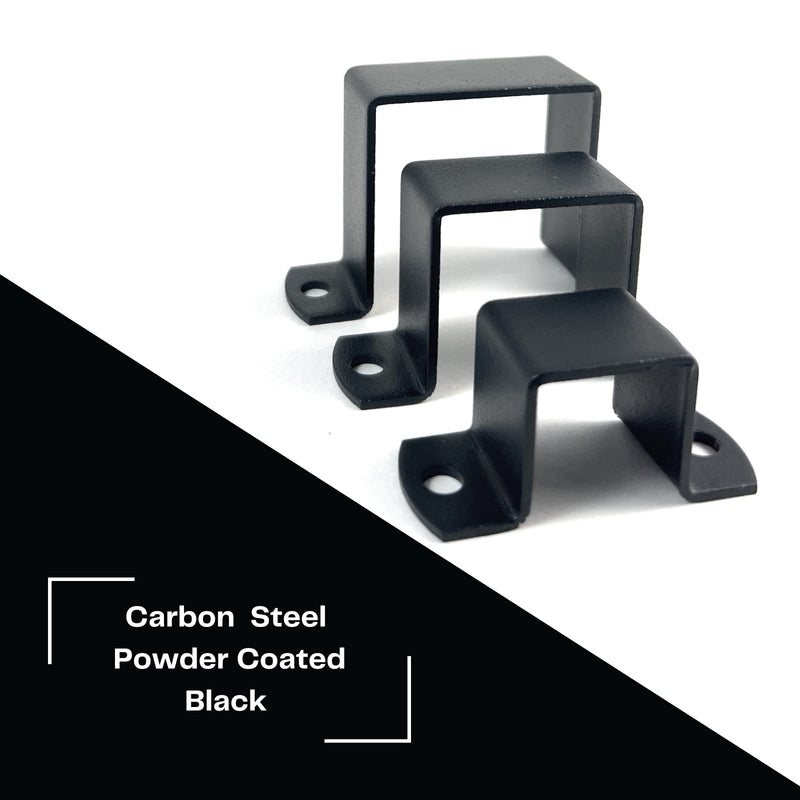 2x2" Square Tube Strap Clamp, Powder Coated Black, bracket clamp U-type - 4-Pack 2"x2"