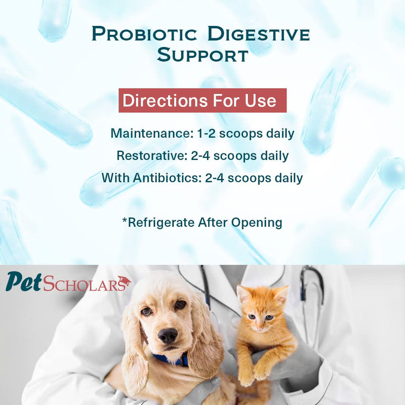 Probiotic Digestive Support for Dogs & Cats (2.12 oz), Vegetarian Probiotic Powder with Prebiotics & Enzymes, Boosts Immunity, Digestive & Gut Heath, Skin & Coat Health | Made in USA