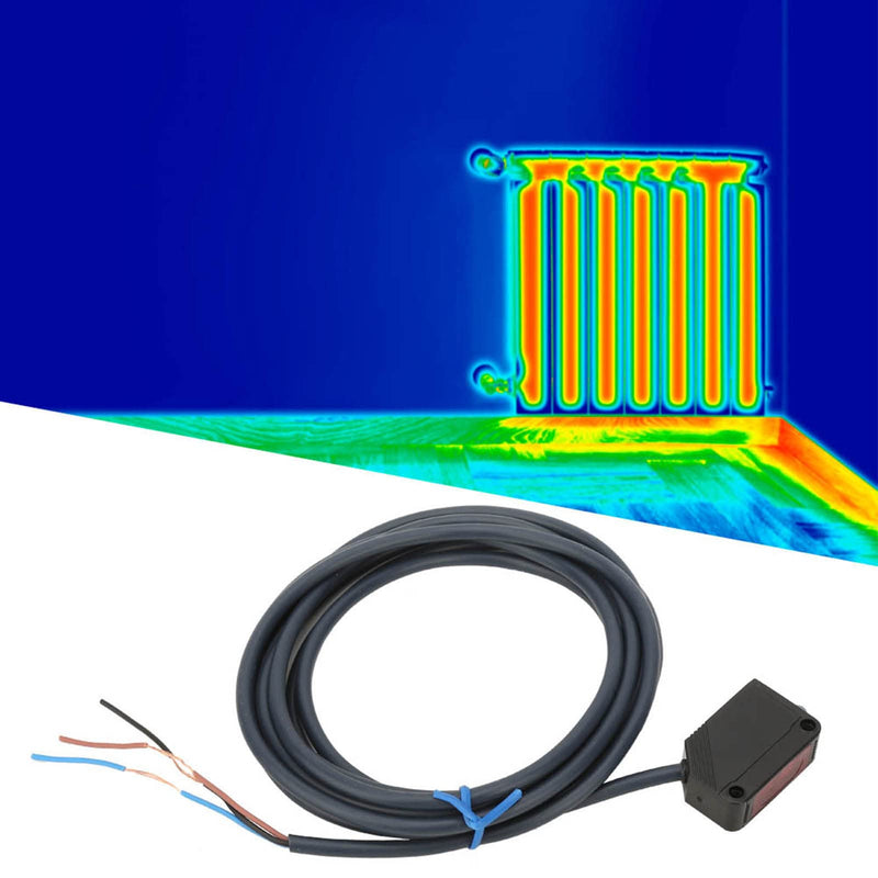 ViaGasaFamido Photoelectric Beam Sensor Switch 100mm Detection Distance 12-24VDC NPN Diffuse Reflection Switch Photoelectric Sensor with 5.91ft Cable