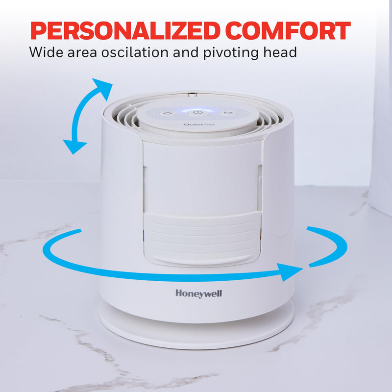 Honeywell QuietSet™ Personal Sleep Fan Noise Machine with Pink Noise, 3 Speeds, Adjustable Head, Nightstand and Bedside Fan, White, HTF300W