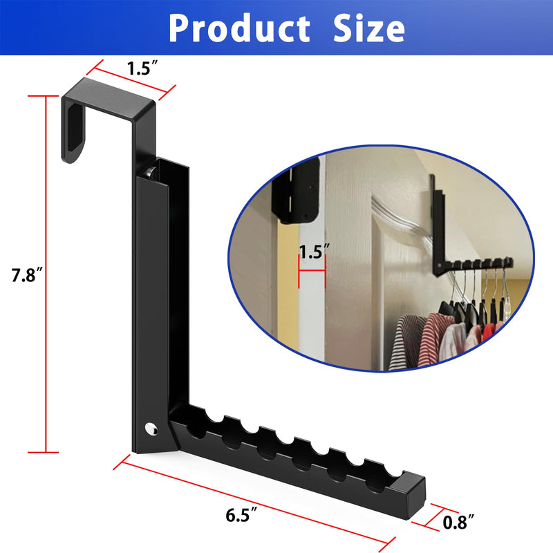1 Pcs Over The Door Hooks Hanger,Folding Over Door Clothes Drying Laundry Rack Hooks for Hanging Clothes,Over Door Towel Racks with 6 Groves,Hanger for Clothes,Towels for Bedroom Bathroom (Black) Black-1pcs