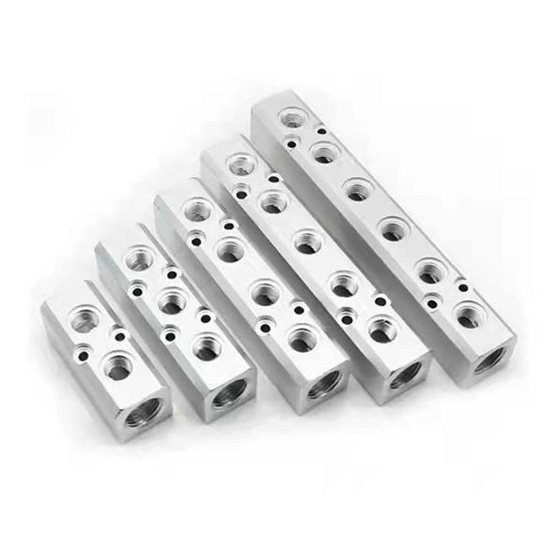 4 Way Pneumatic Manifold Air Distribution Block, G1/2 Supply Port, G1/4-Inch Output Port,Pneumatic Air Compressor Manifold Fitting，Aluminum Alloy，Large Flow （40x40mm） 4 Way 6 Port 40x40mm